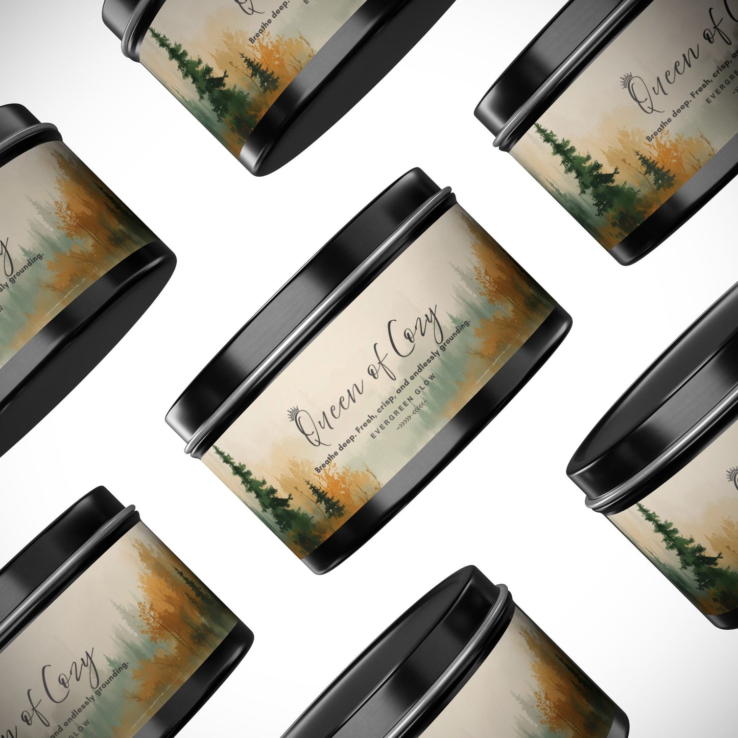 Queen of Cozy Tin Candles | Evergreen Glow