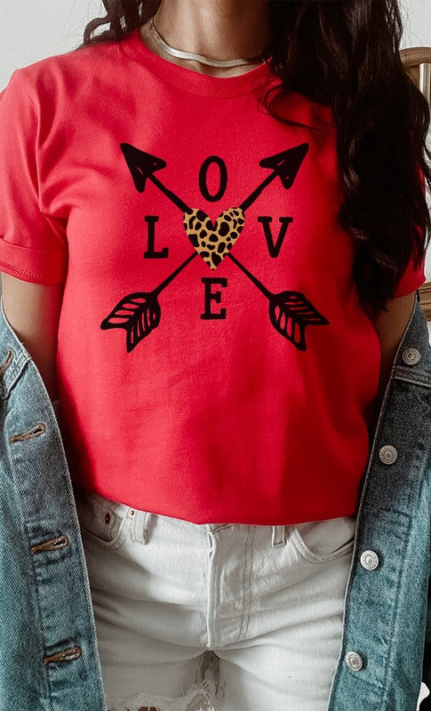 Love Metallic Leopard Heart Arrow PLUS Graphic Tee