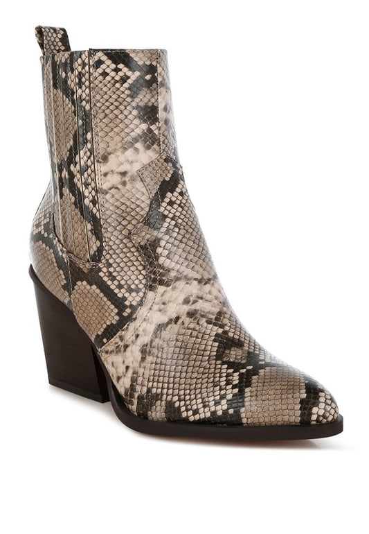 Snake Print Ankle Boots