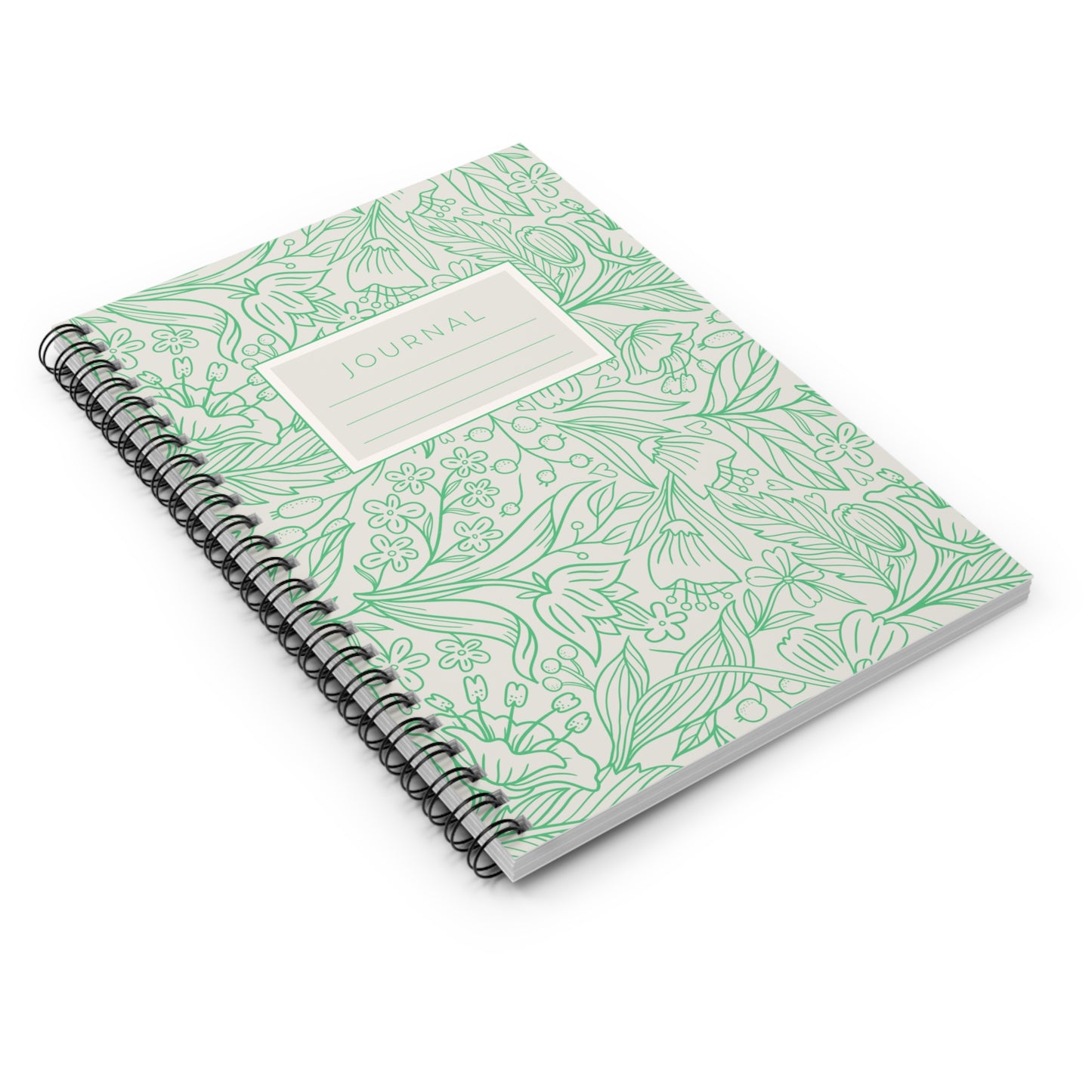 The Garden Journal — Spiral Ruled Notebook with Botanical Line Art