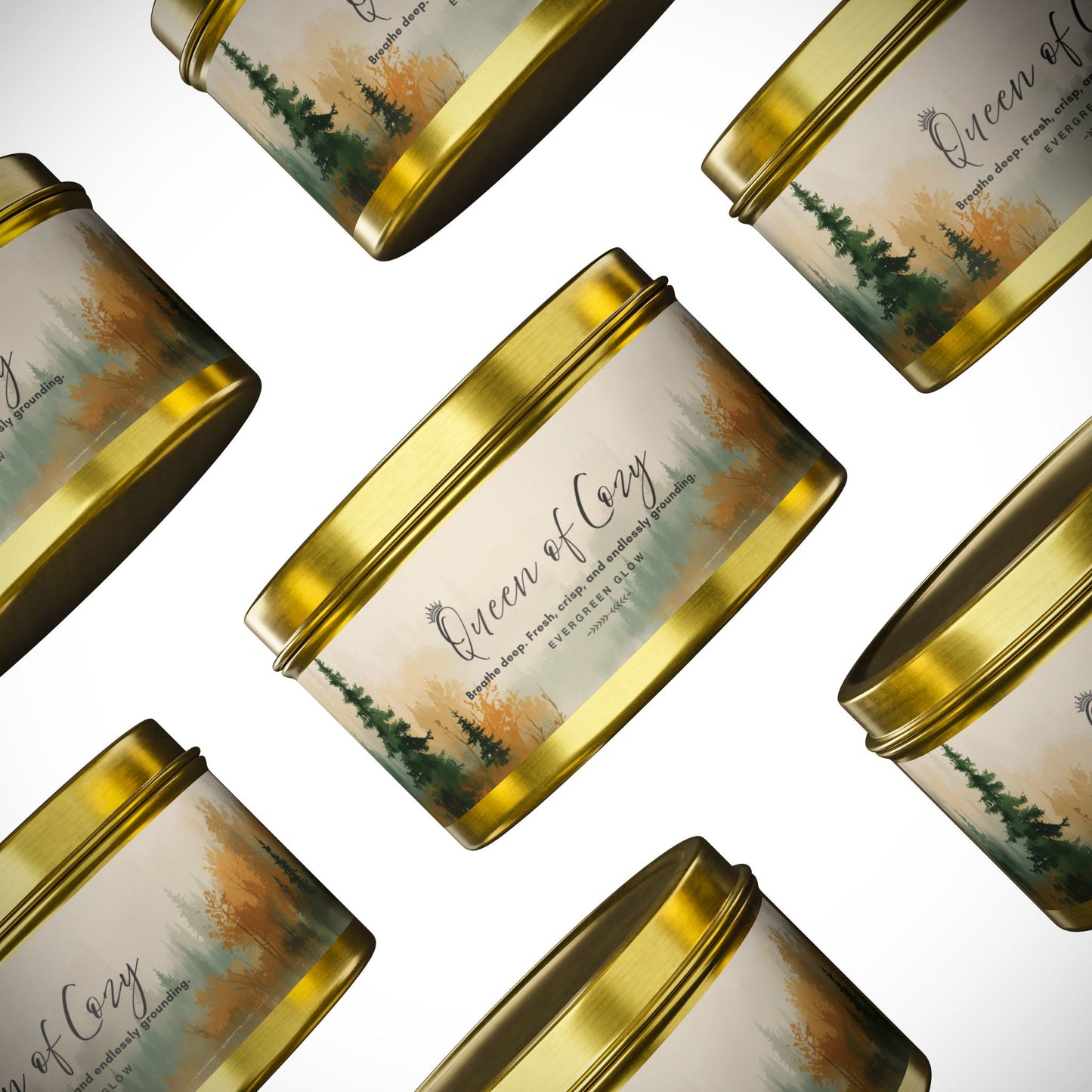 Queen of Cozy Tin Candles | Evergreen Glow