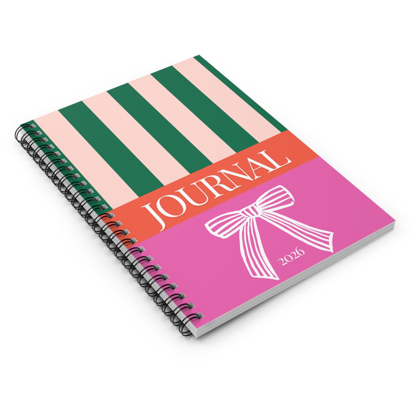 The Bow Stripe Journal — 2026 Spiral Ruled Notebook