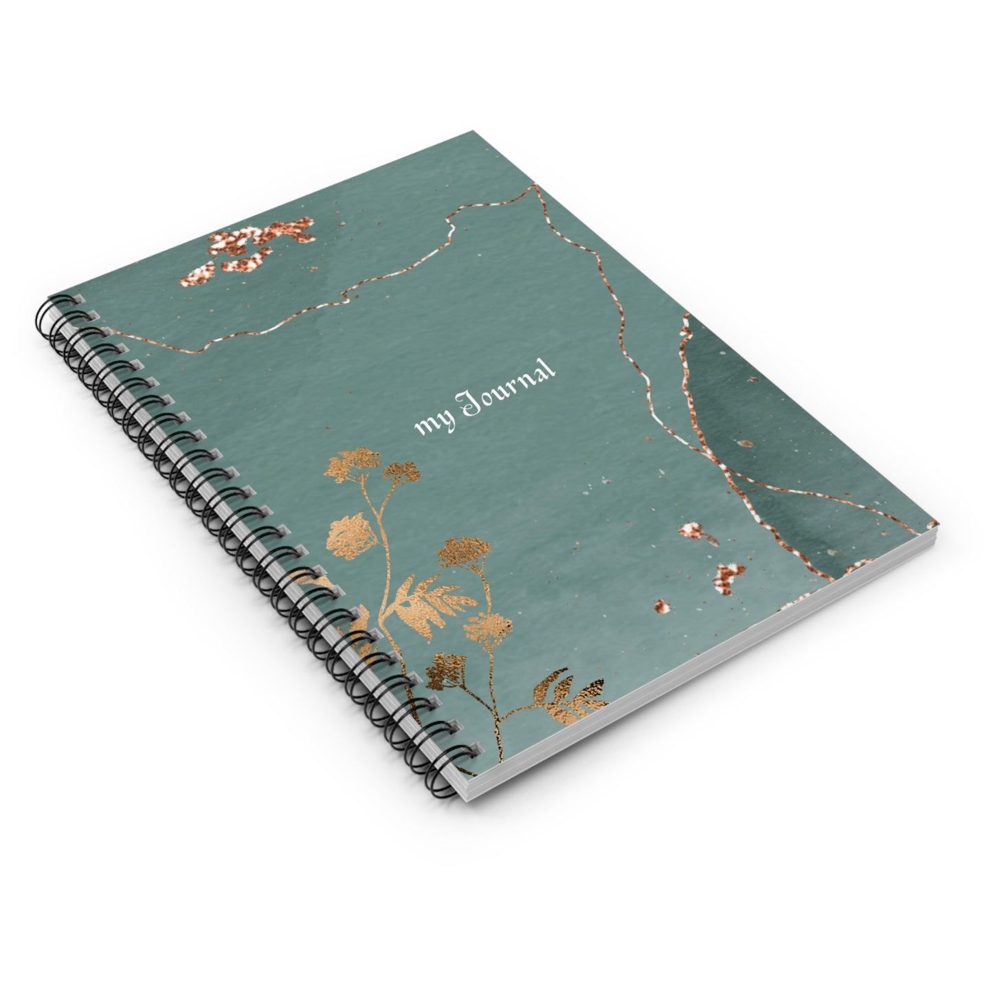 My Journal — Spiral Ruled Notebook with Sage Green & Botanical Gold Design