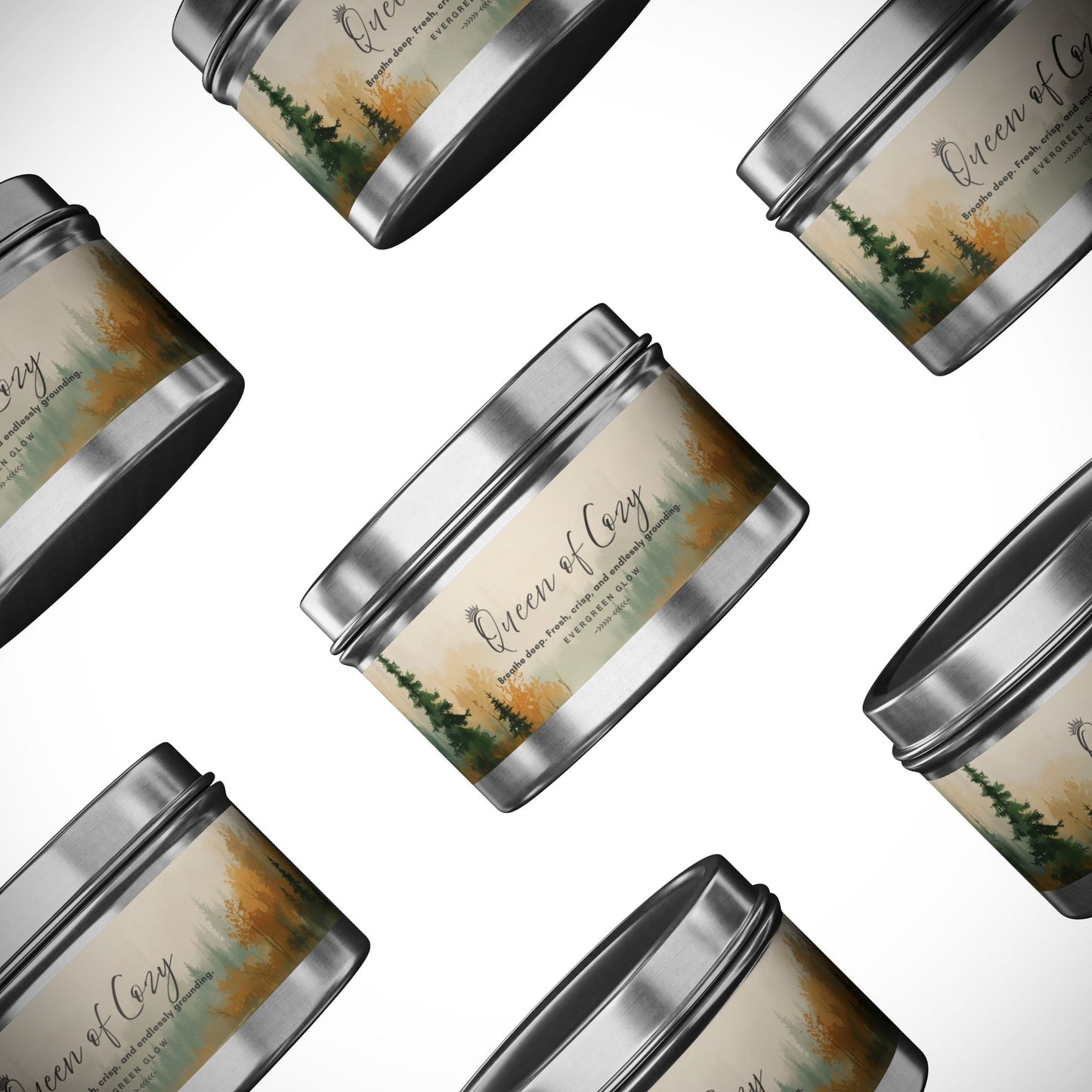Queen of Cozy Tin Candles | Evergreen Glow