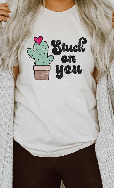 Stuck on You Heart Cactus V-Day PLUS Graphic Tee