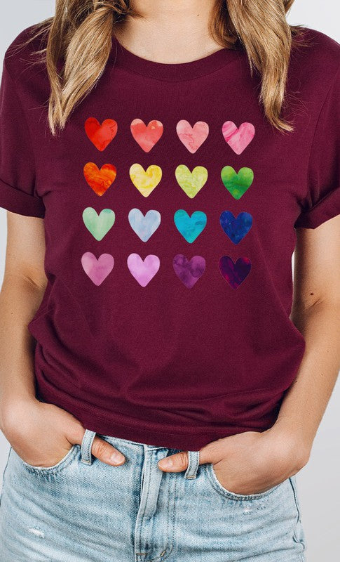 Watercolor Rainbow Heart PLUS SIZE Graphic Tee