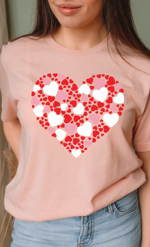 Multiple Heart Pattern in Heart Graphic Tee