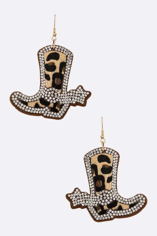 Animal Print Cowboy Earrings -  - The Queens Hanger Boutique -