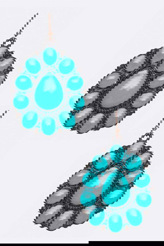 Bohemian Chic Turquoise and White Dangle Earrings - The Queens Hanger Boutique