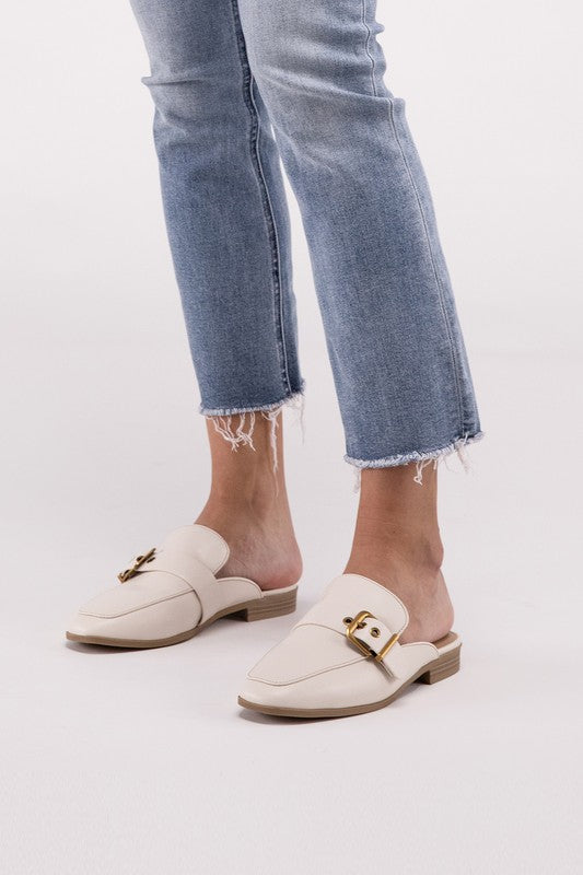 Buckle Backless Slides Loafer Shoes - The Queens Hanger Boutique