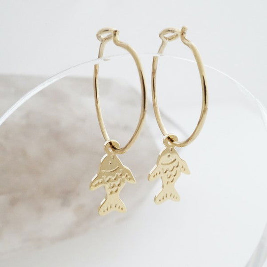 Charm Taiyaki Fish Hoops -  - The Queens Hanger Boutique -