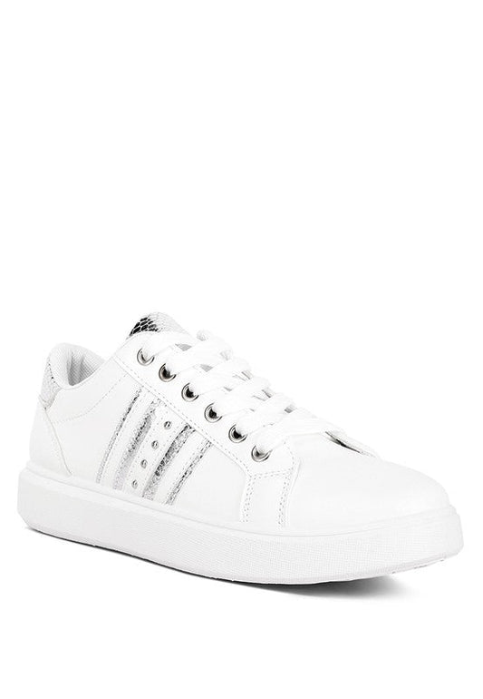 Claude Faux Leather Back Panel Detail Sneakers - The Queens Hanger Boutique
