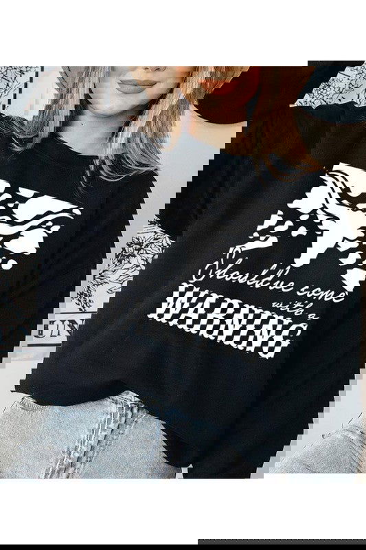 Cow Warning Graphic Fleece Sweatshirts -  - The Queens Hanger Boutique -