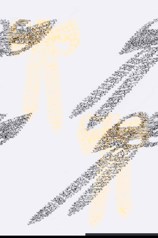 Crystal Bow Tie Statement Earrings -  - The Queens Hanger Boutique -