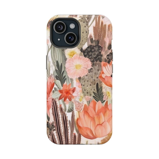 Desert Cactus Rose iPhone15 Impact-Resistant Case - The Queens Hanger Boutique