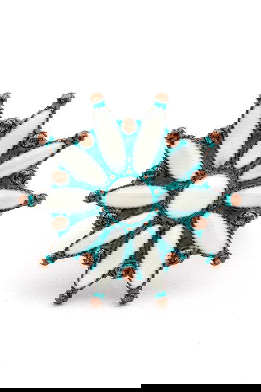 Enamel Flower Patina Vintage Stretch Ring - The Queens Hanger Boutique