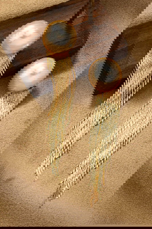 FRONT AND BACK PEARL EARRINGS WITH COBRA CHAIN TASSEL DROP - The Queens Hanger Boutique