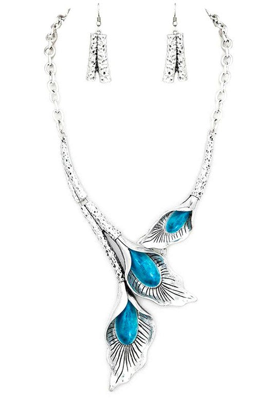 Flower Metal Statement Necklace Set -  - The Queens Hanger Boutique -