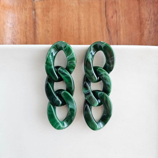 Forest Green Chain Link Earrings -  - The Queens Hanger Boutique -
