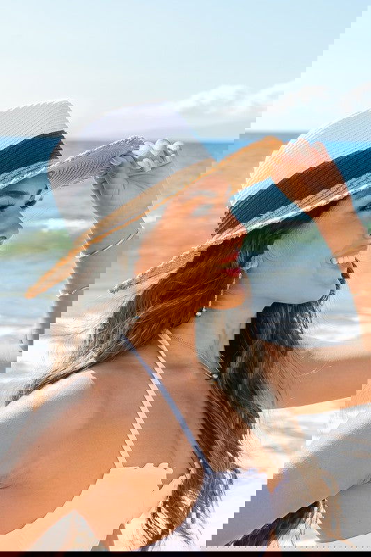 Fray-Edge Color Block Straw Panama Fedora Hat -  - The Queens Hanger Boutique -