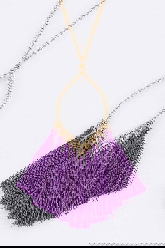 Fringe Tassels Leaf Pendant Necklace -  - The Queens Hanger Boutique -