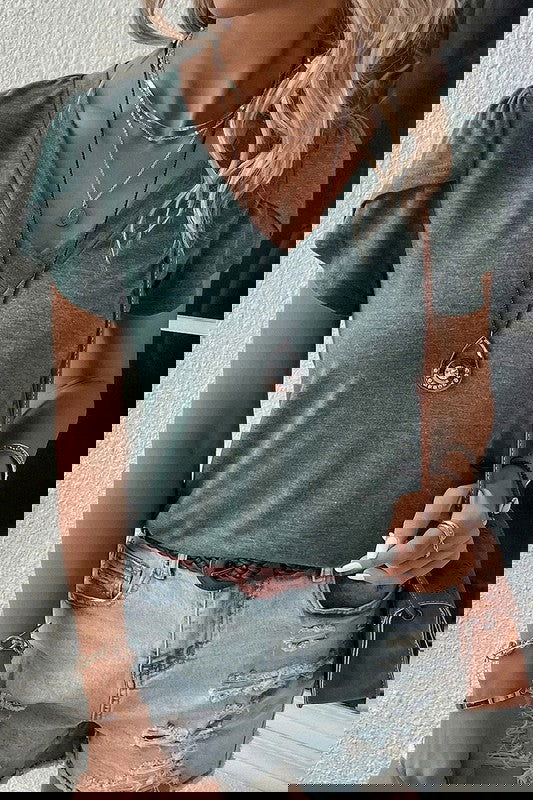 Green Petal Sleeve V Neck Top -  - The Queens Hanger Boutique -