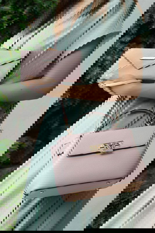 Hadley Satchel Bag with Wristlet - The Queens Hanger Boutique