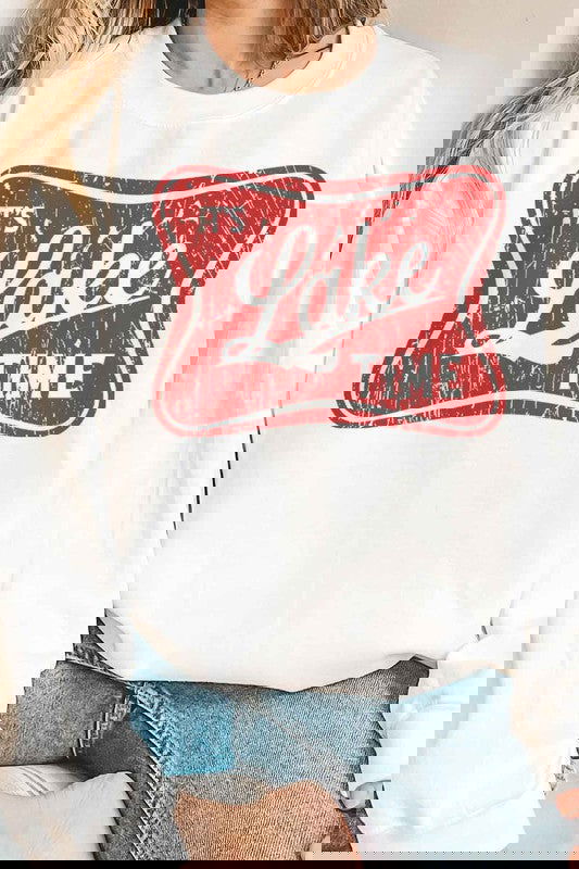 ITS LAKE TIME PLUS SIZE SWEATSHIRT - The Queens Hanger Boutique