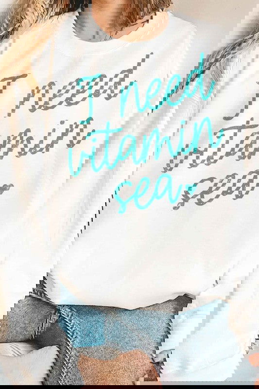 I NEED VITAMIN SEA OVERSIZED GRAPHIC SWEATSHIRT - The Queens Hanger Boutique