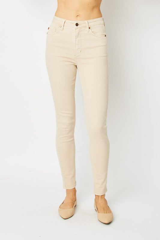 Judy Blue Full Size Garment Dyed Tummy Control Skinny Jeans - The Queens Hanger Boutique