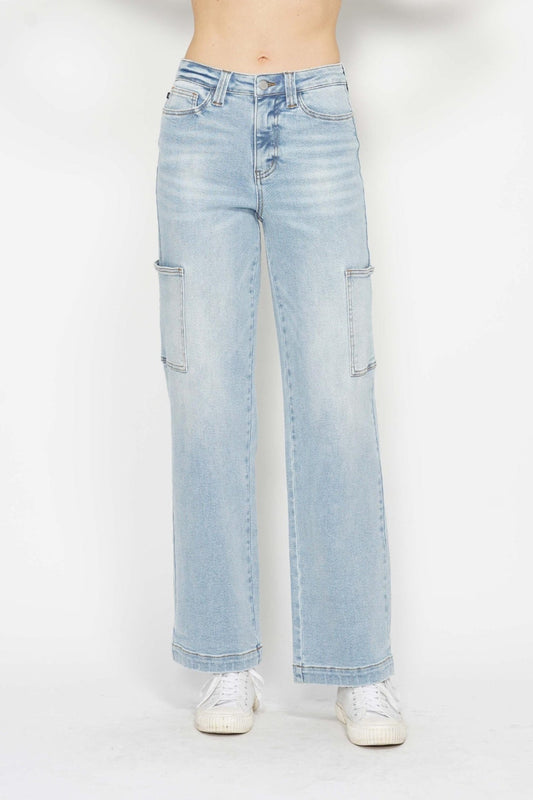 Judy Blue Full Size High Waist Straight Cargo Jeans -  - The Queens Hanger Boutique -