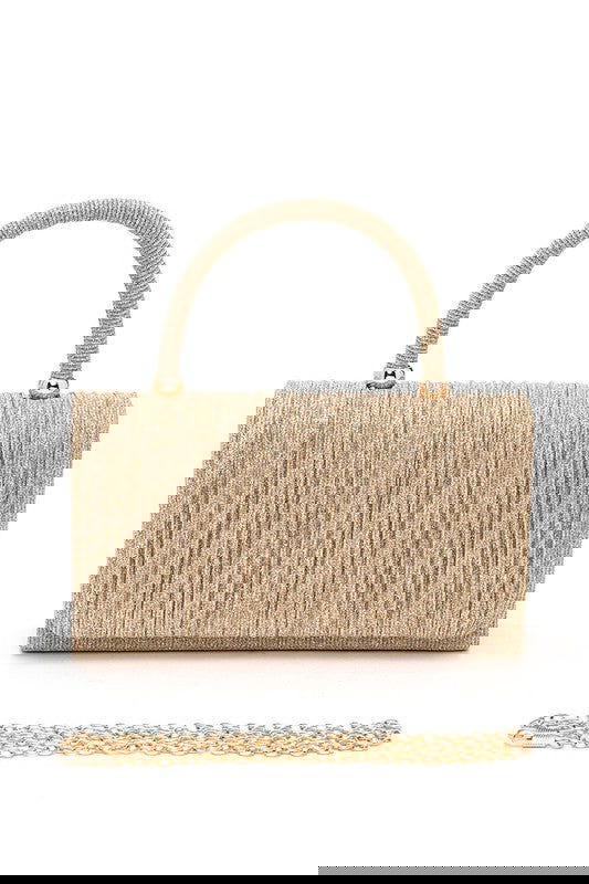 Lurex Pleated Top Handle Evening Clutch Bag -  - The Queens Hanger Boutique -