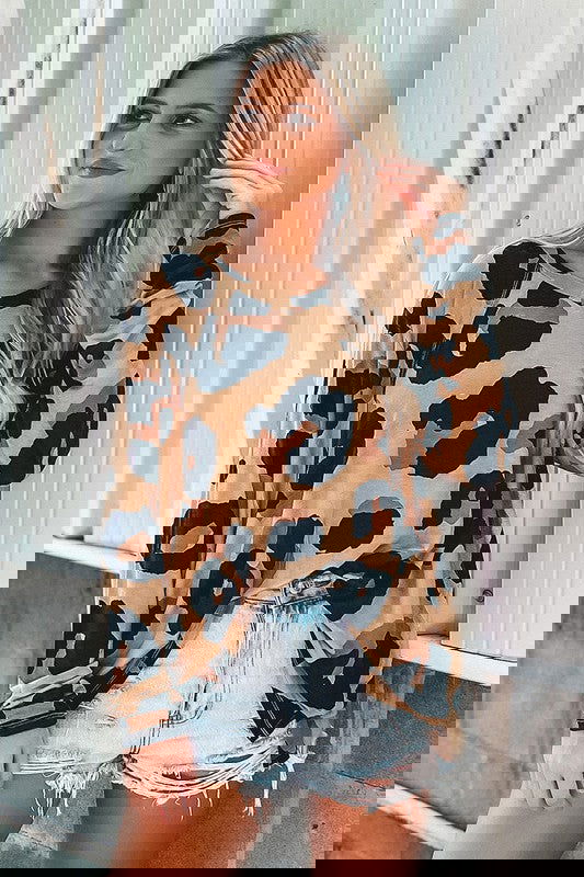 Oversized Leopard Print Long Sleeve Loose Top -  - The Queens Hanger Boutique -