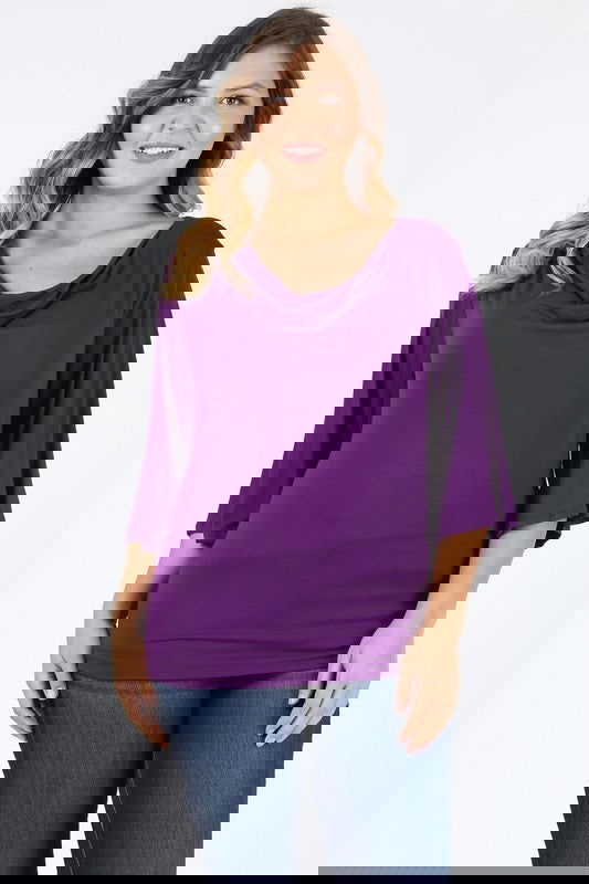 Plus Size Solid Cowl Neck Top -  - The Queens Hanger Boutique -