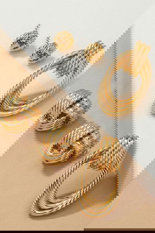 Premium Trio Metal Knot and Hoop Earrings -  - The Queens Hanger Boutique -