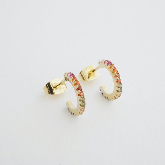 Rainbow Crystal Huggie Hoops -  - The Queens Hanger Boutique -