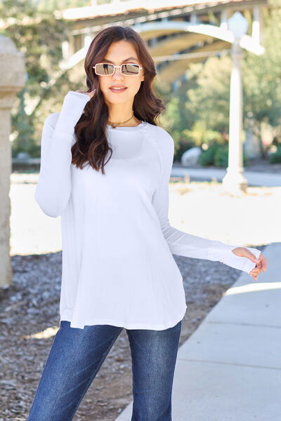 Round Neck Long Sleeve T-Shirt Assorted Colors S-3XL - The Queens Hanger Boutique
