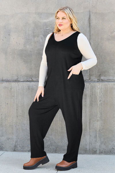 Sleeveless Straight Jumpsuit Plus Available - The Queens Hanger Boutique