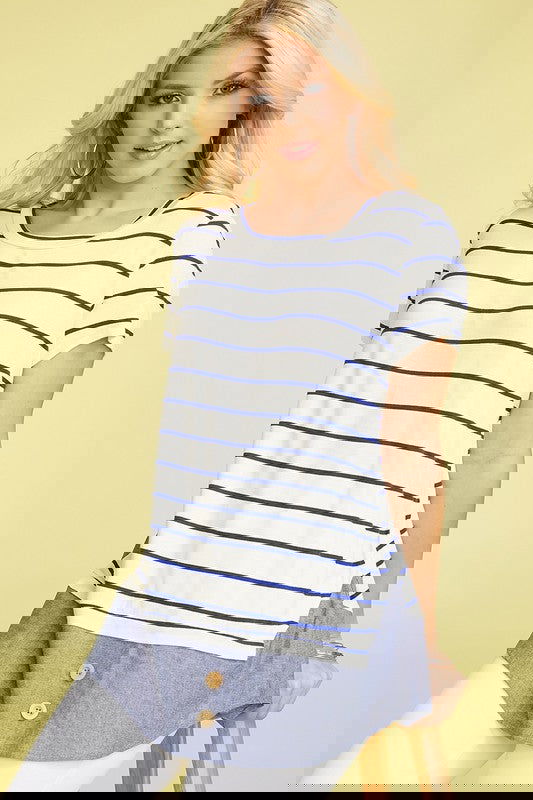 Stripe chambray layered tunic - The Queens Hanger Boutique