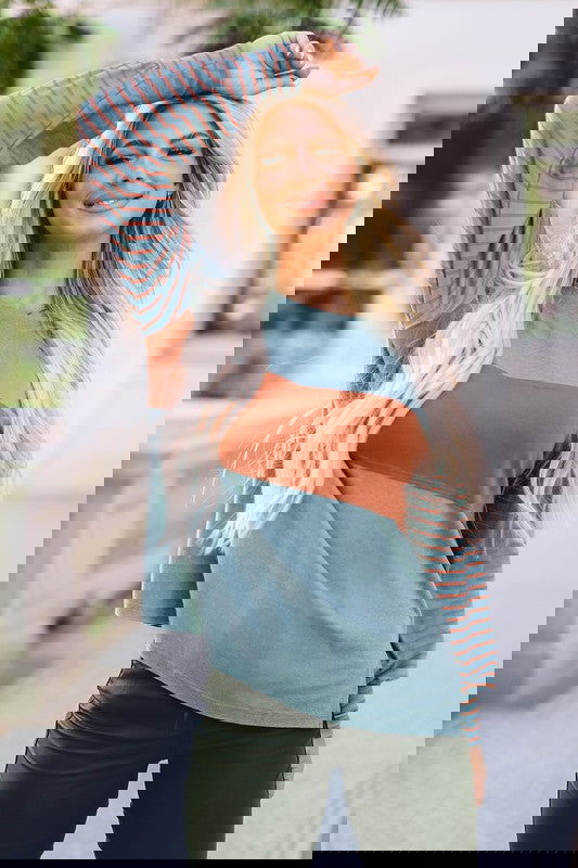 Striped Bishop Sleeve Top -  - The Queens Hanger Boutique -