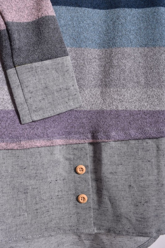 Striped Chambray Layered Tunic -  - The Queens Hanger Boutique -