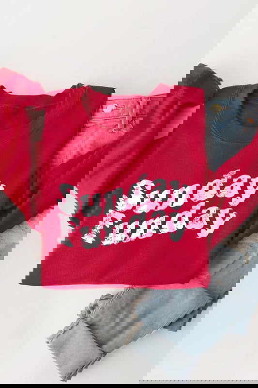 Sunday Funday Graphic Fleece Sweatshirts -  - The Queens Hanger Boutique -