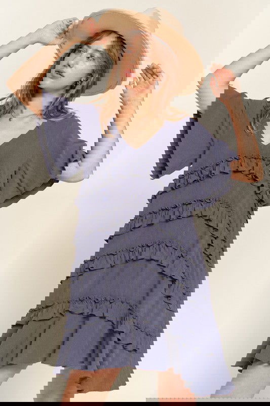 TIERED RUFFLE MINI DRESS - The Queens Hanger Boutique