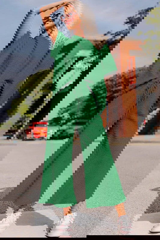 Textured Drawstring Pants Set -  - The Queens Hanger Boutique -