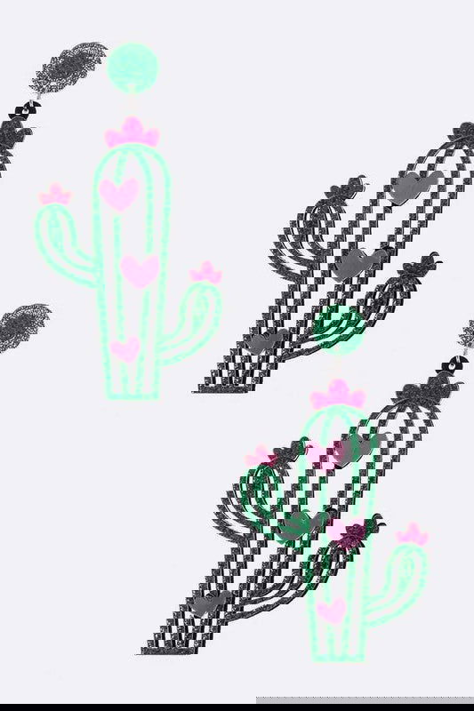 The Sparkling Cactus Cutout Earrings - The Queens Hanger Boutique