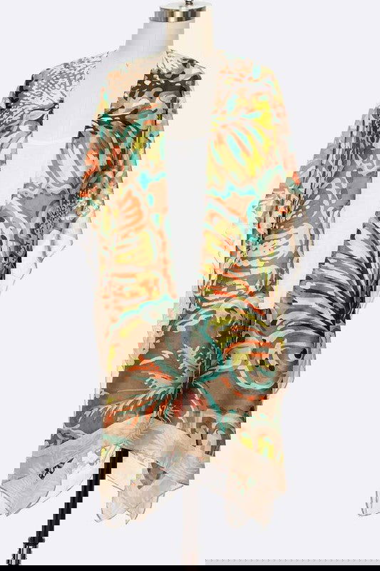 The Taupe Whisper Printed Kimono - The Queens Hanger Boutique