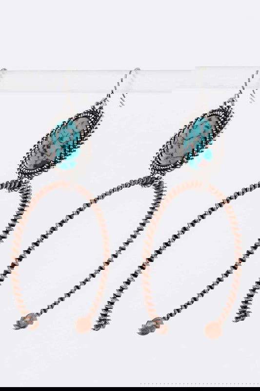 The Turquoise Textured Drop Western Earrings - The Queens Hanger Boutique