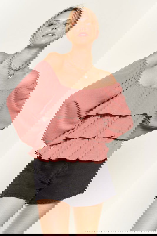 Tiered flounce designed Blouse - The Queens Hanger Boutique