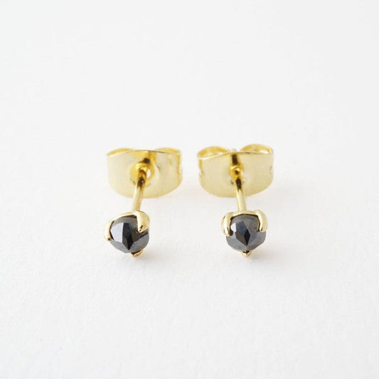 Tiny Black Iron Ore Solitaire Studs -  - The Queens Hanger Boutique -