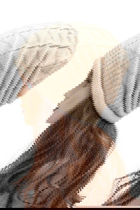 Unisex Raised Knit Slouchy Beanie -  - The Queens Hanger Boutique -